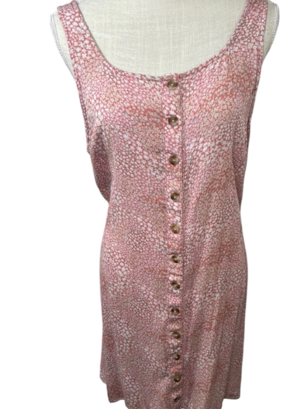 True Craft Pink w/ blue & white flowers Sleeveless Pink Button-Front  Dress XL